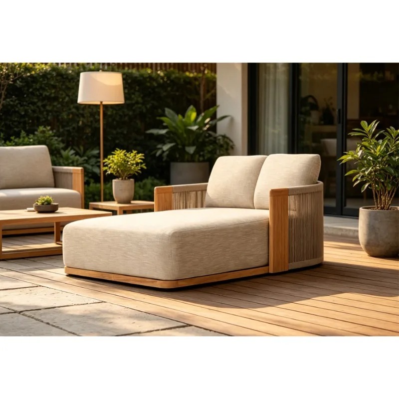 Outdoor Furniture Teak - Уличная тиковая кушетка-шезлонг для патио, всепогодная,