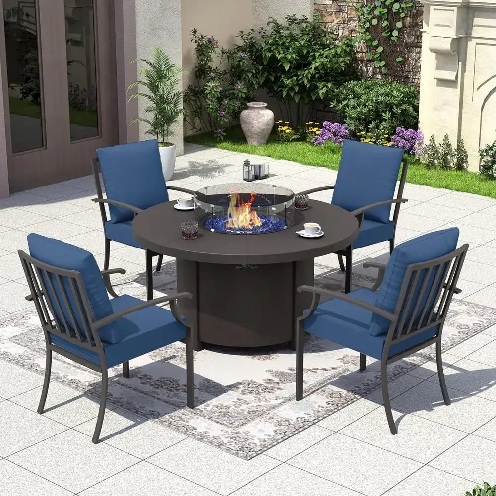 Outdoor Furniture With Fire Pit - 5-местный комплект садовой мебели с круглым