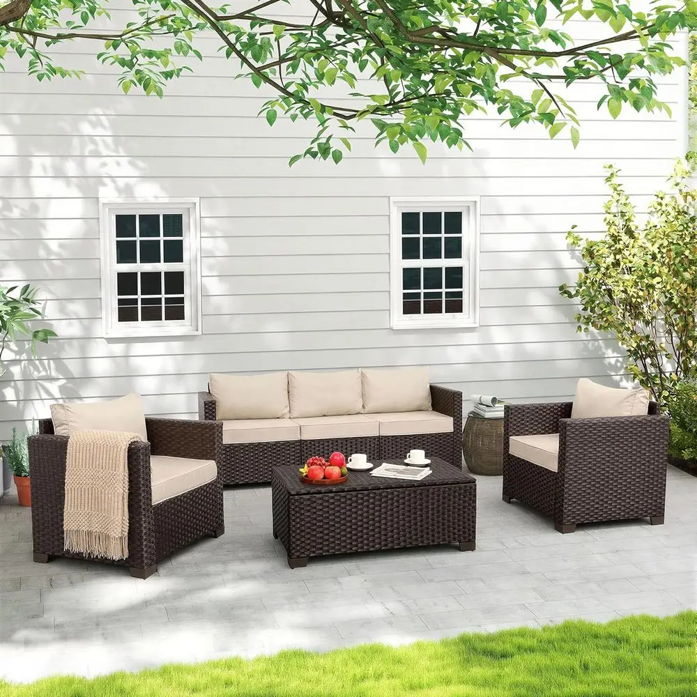 Outdoor Furniture With Storage For Cushions - 4-местный комплект садовой мебели с местом