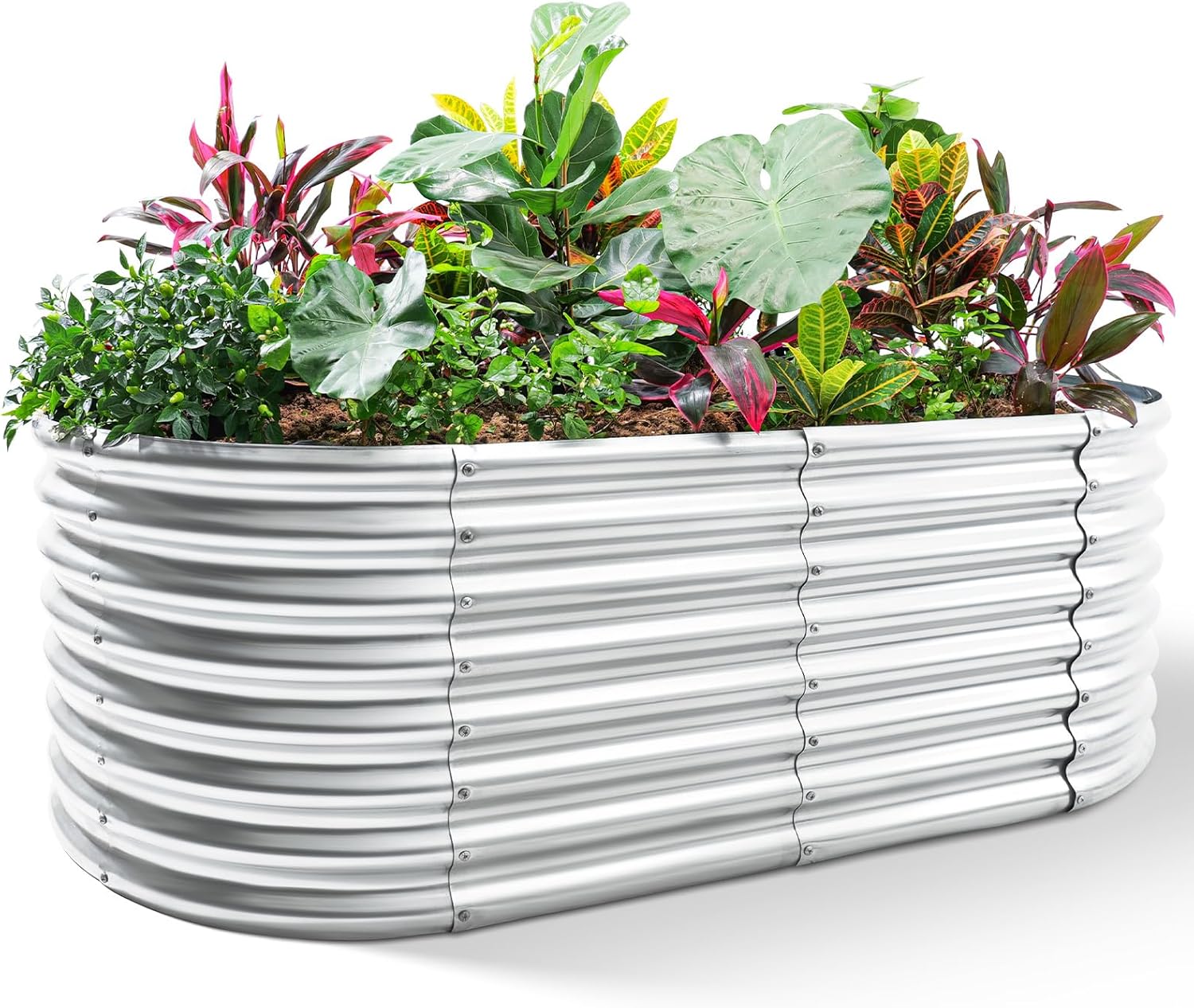 Planter Raised Metal - Оцинкованная овальная грядка-клумба 8x4x2 фута для