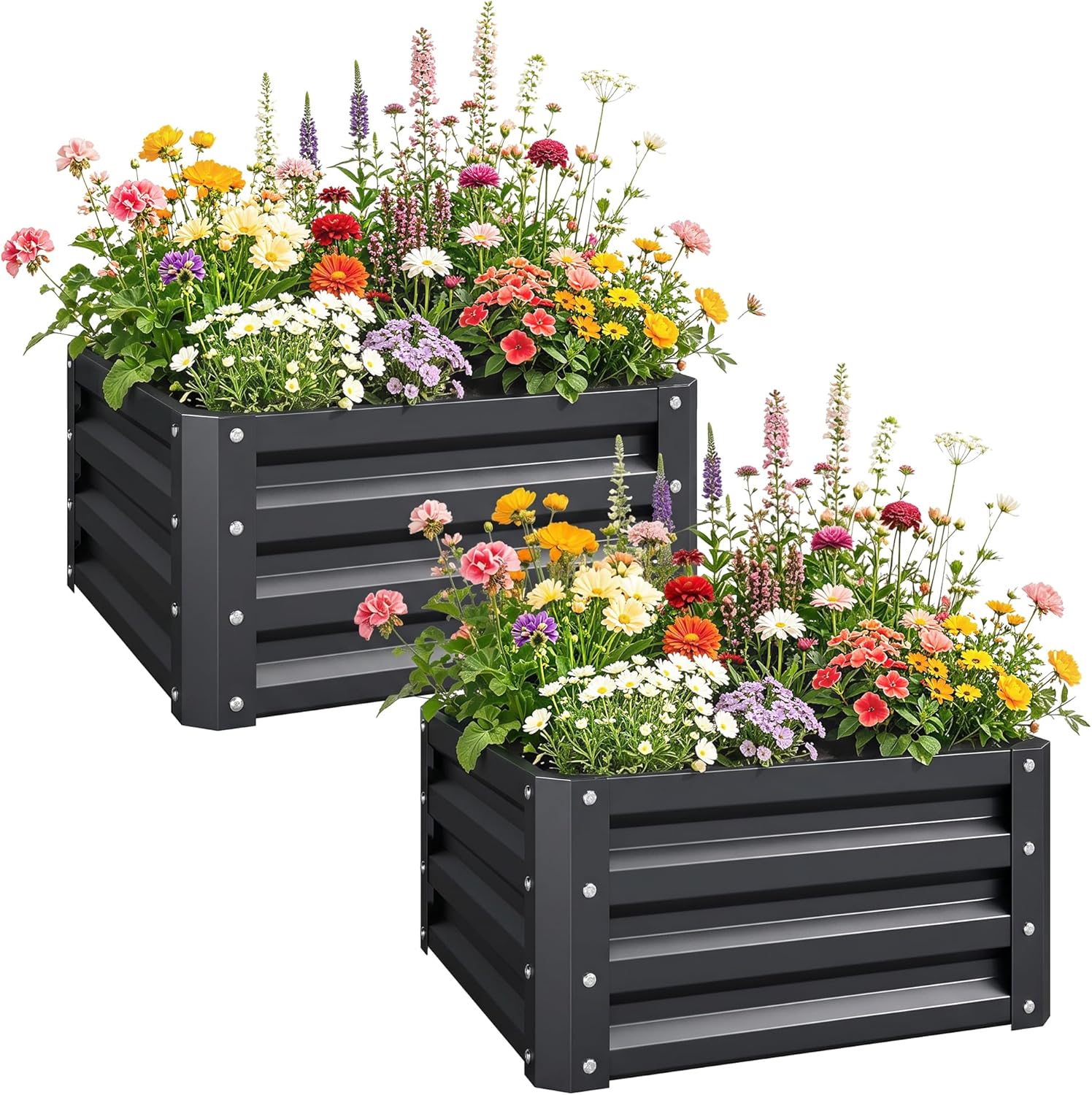 Planter Raised Metal - Двухсекционная оцинкованная грядка для сада, 60x60x30