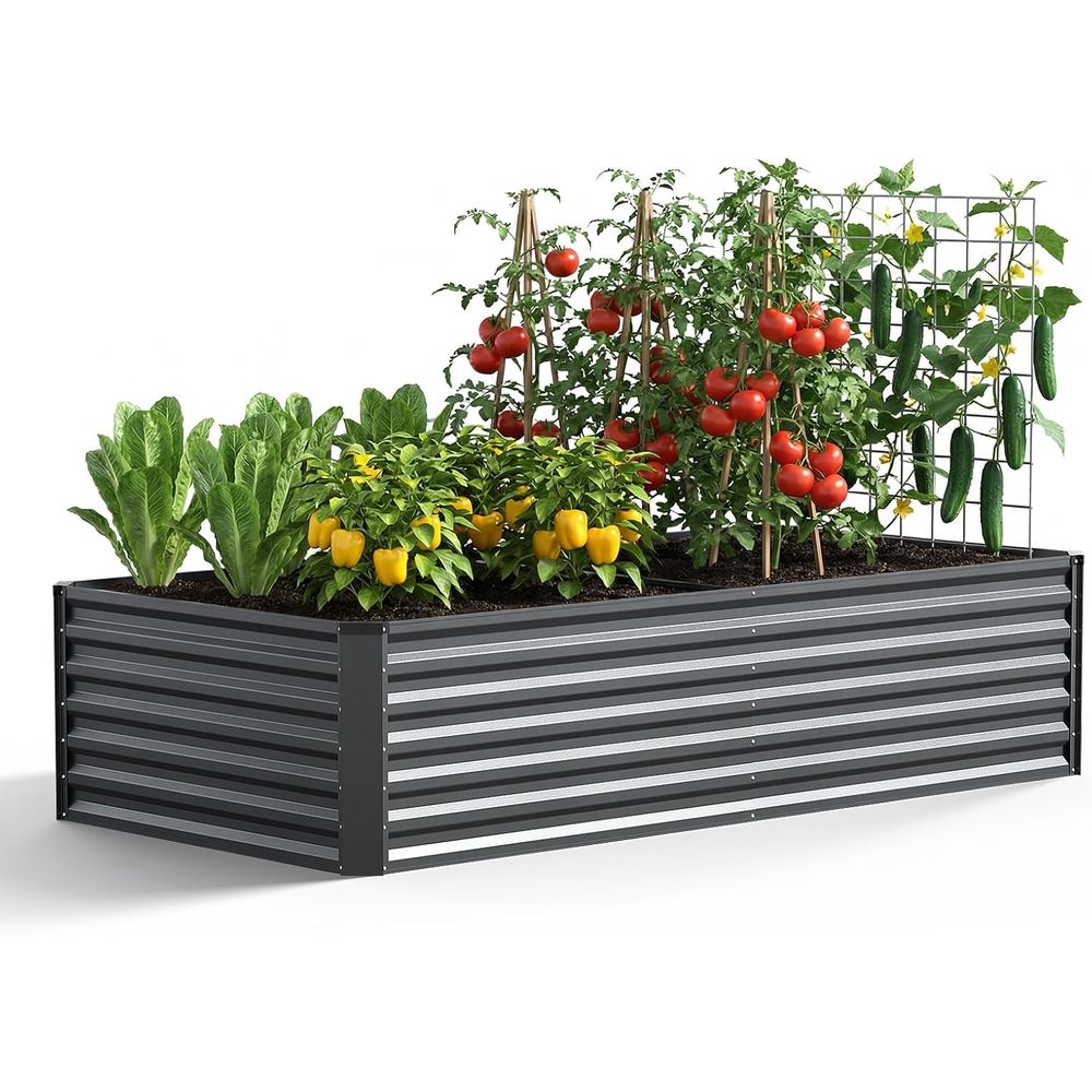 Planter Raised Metal - Большая уличная оцинкованная грядка-клумба, 6x3x2 фута,