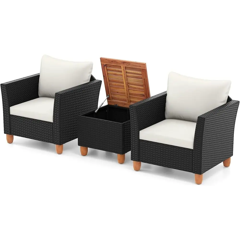 Outdoor Furniture With Storage For Cushions - 3-местный комплект уличной мебели для патио