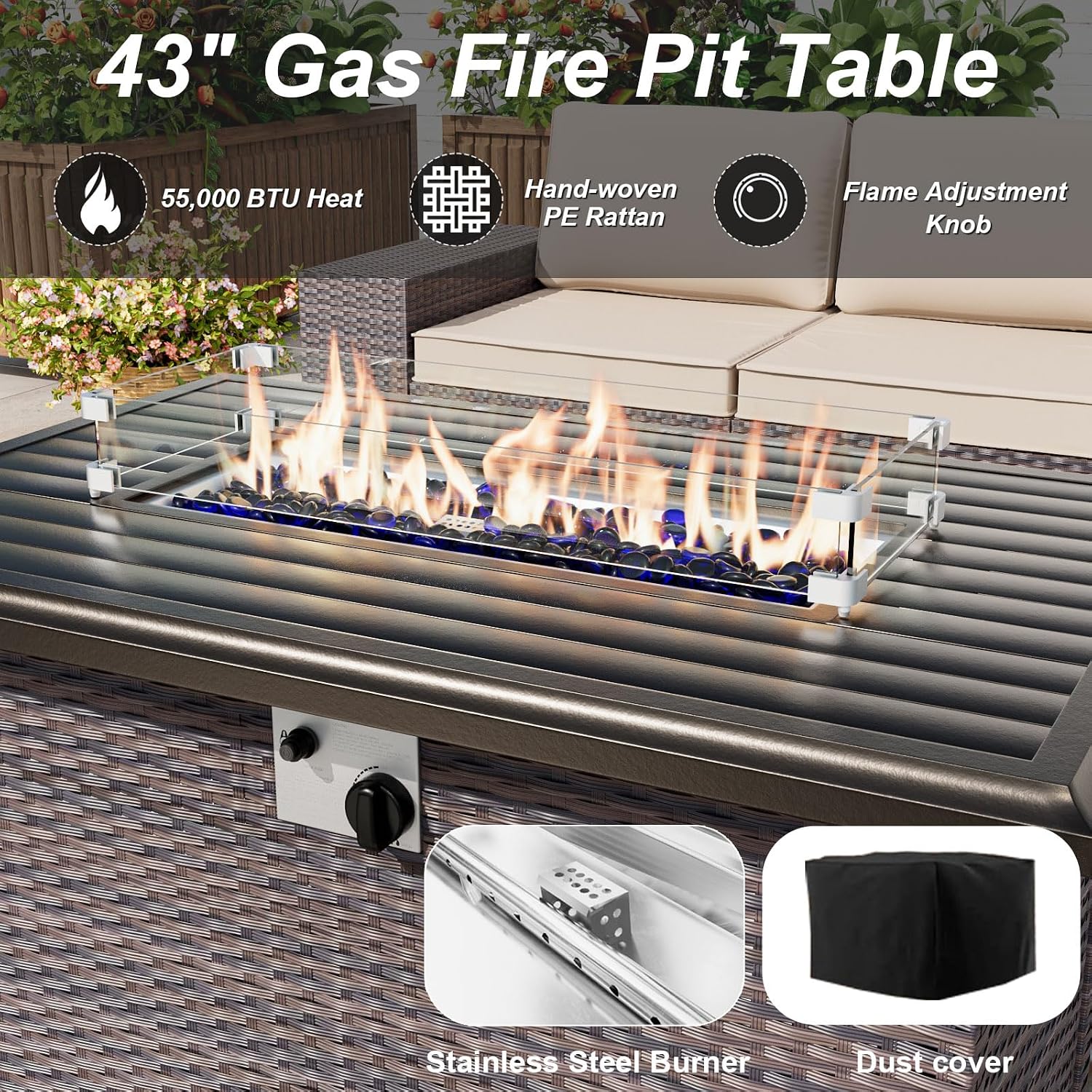10-местный уличный секционный  – обзор и цена Outdoor Furniture With Fire Pit
