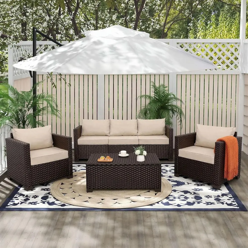 4-местный комплект садовой меб – обзор и цена Outdoor Furniture With Storage For Cushions