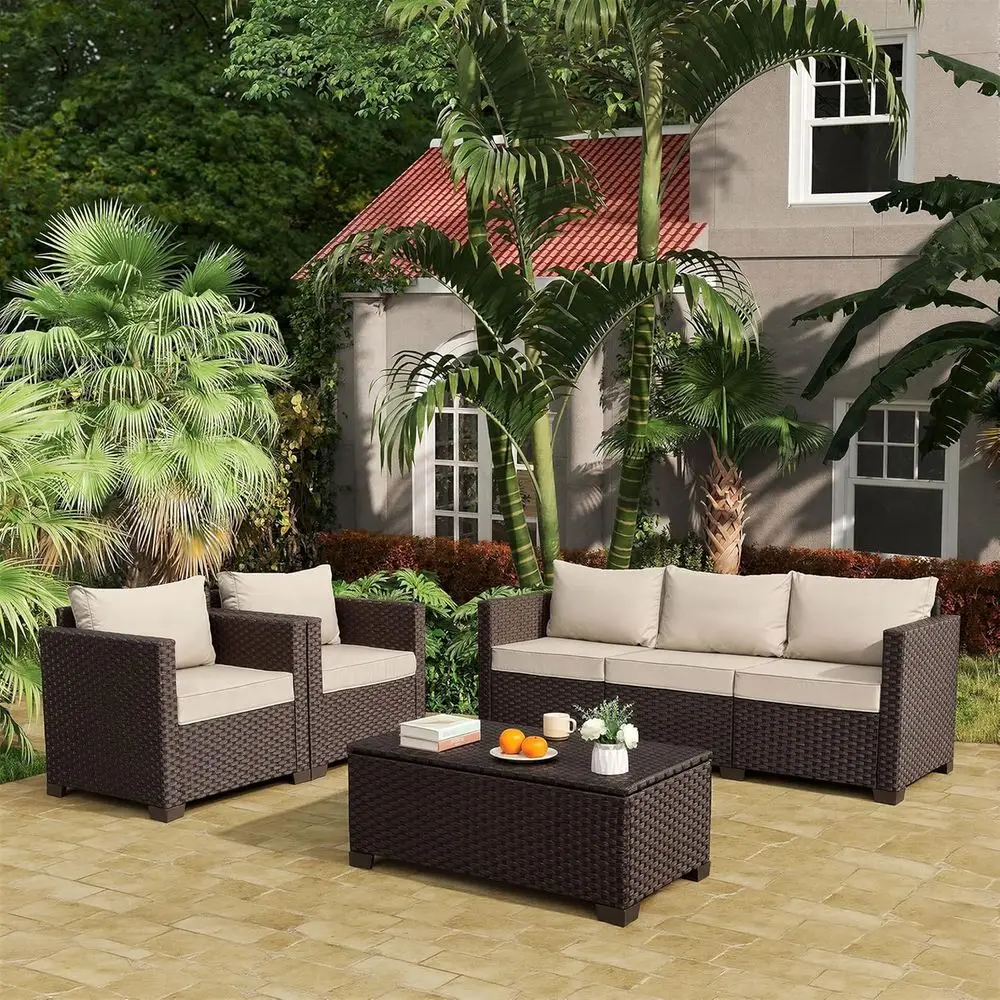 4-местный комплект садовой меб – обзор и цена Outdoor Furniture With Storage For Cushions