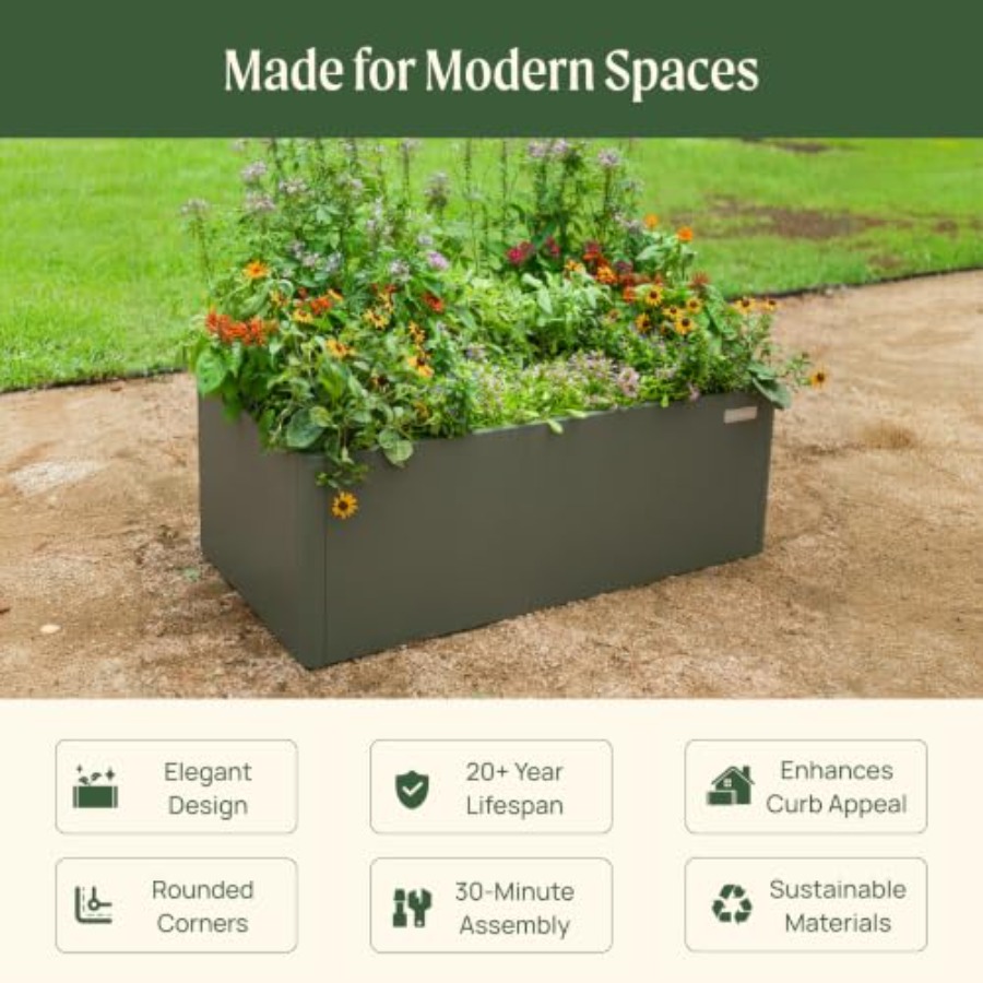 Современная приподнятая грядка – обзор и цена Planter Raised Metal