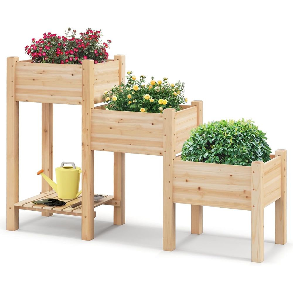 Трехуровневая деревянная грядк – обзор и цена Garden Storage Box